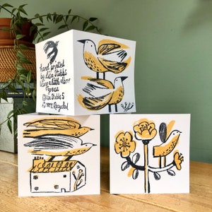 Mixed Pack of 3 hand screenprinted blank cards image 1