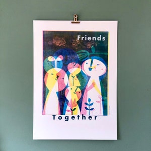 Friends Together - Original monoprint wall art