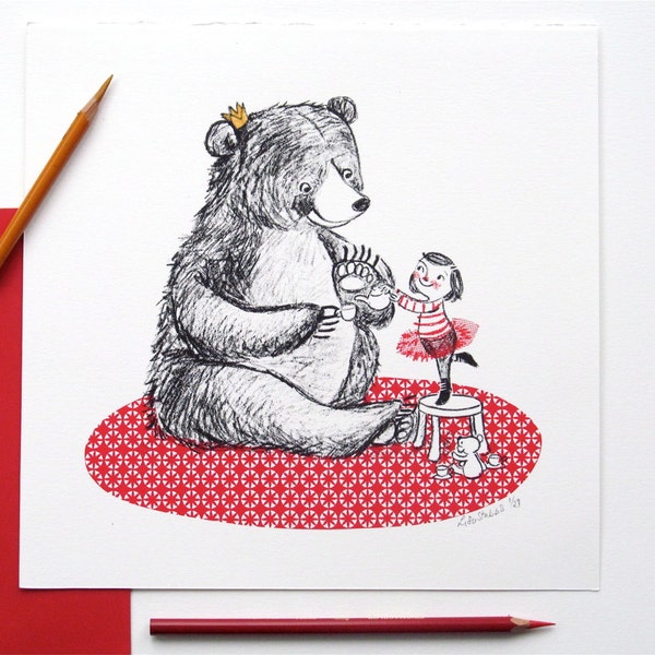 Tea Bear? - original illustration print