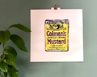 Mustard - original drypoint etching and monoprint wall art
