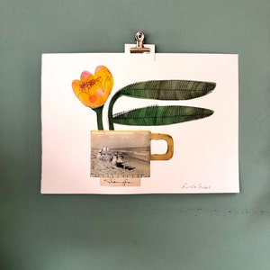 Birmingham Buttercup-originele handgedrukte kunst aan de muur