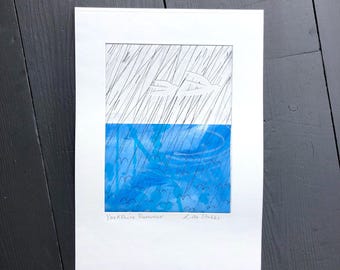 Yorkshire Summer original drypoint etching print wall art