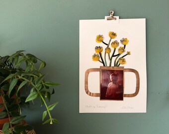 what’s up buttercup original Handprinted wall art