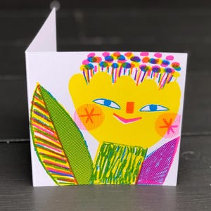hello flower - handbedruckte Grußkarte