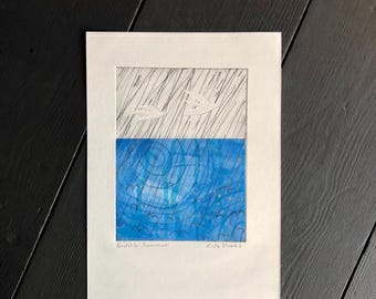 Yorkshire Summer original drypoint etching print wall art