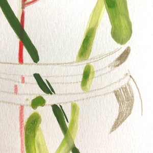 Stems in jam jar original hand painted life drawing image 5