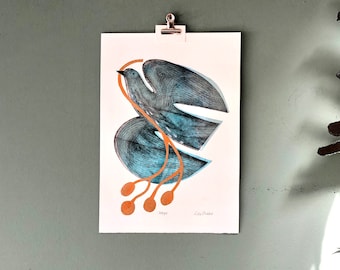 hope - original Handprinted wall art