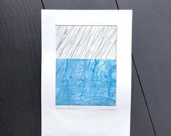 British Summer original drypoint etching print wall art