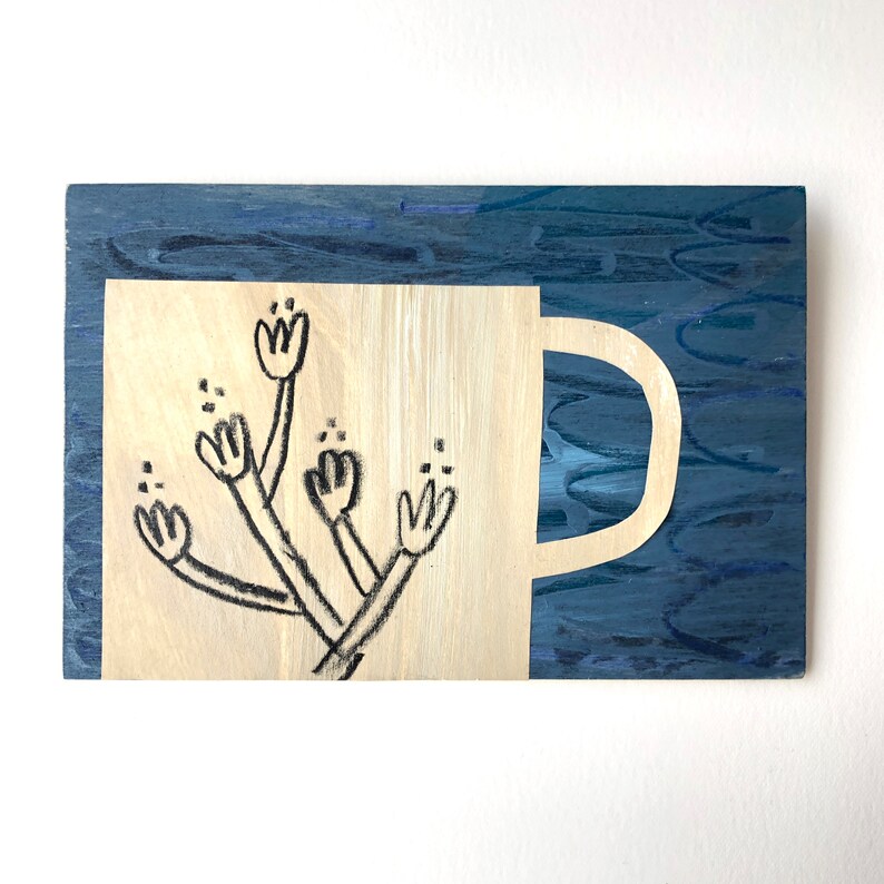 Spring Brew original painting and collage on wood panel wall art image 4