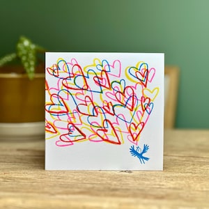 Love Song large hand screenprinted card