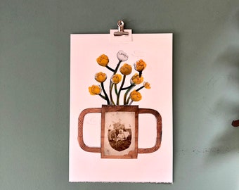 Buttercup Baby - original Handprinted wall art