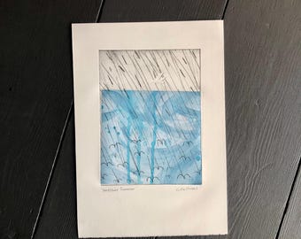 Yorkshire Summer original drypoint etching print wall art