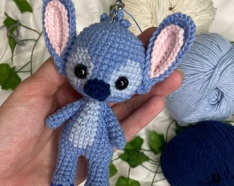 Crochet Stitch Amigurumi Keychain: Handmade Lilo and Stitch Gift