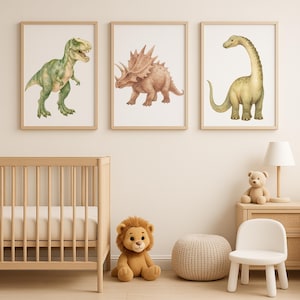 Dinosaur Nursery Prints Set of 3: T-Rex, Dino Decor (Digital Download)