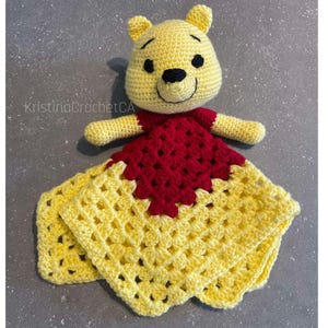 Winnie the Pooh lovey - Baby comforter english crochet pattern