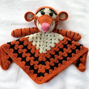 Tiger lovey - Engelskt virkmönster för babyfilt