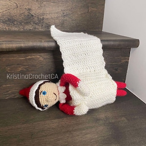 Elf on a roll - english crochet pattern -elf in a paper toilet roll amigurumi toy easy