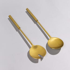 Handmade Brass Serving Utensil: Vintage Gold Kitchenware