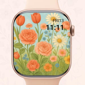 Sfondo Boho Garden per Apple Watch - Download digitale del quadrante primaverile floreale colorato