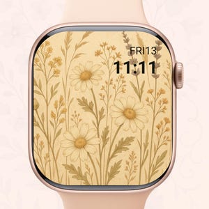 Sfondo vintage con fiori di campo per Apple Watch - Quadrante per orologio Daisy Lavender Boho Cottagecore