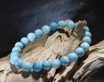 Exquisite sky blue Larimar quartz bracelet, Ø 8 mm, unisex, available in various sizes - also in children's sizes, made in Germany