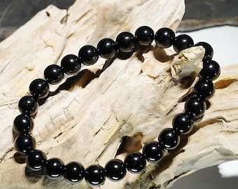 Onyx bracelet, glossy black, Ø 8 mm, unisex, available in various sizes - including children's sizes, made in Germany