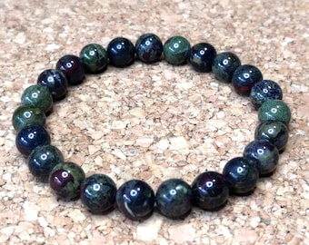 Dragon's Blood Jasper Bracelet, Ø 8 mm, Unisex in various sizes - also in children's sizes, made in Germany