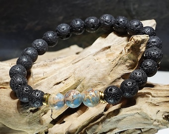 very beautiful diffuser bracelet sea sediment/imperial jasper on lava stone Ø 8 mm unisex in different sizes also children's sizes made in Germany