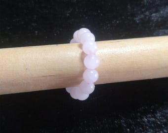 Filigree, elastically strung pearl ring made of natural gemstone; rose quartz opaque Ø4mm various sizes, made in Germany