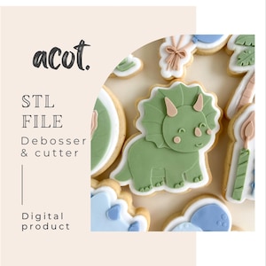 Dinosaur V3 cookie stamp and cutter STL file