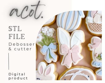 File STL con punzone e taglierina per orecchie da coniglio con fiocco