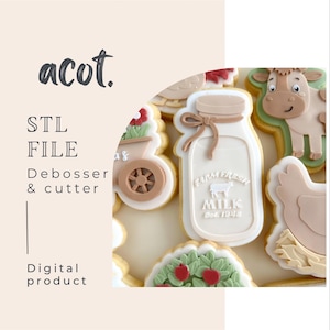 Vintage milk bottle cookie stamp and cutter STL file