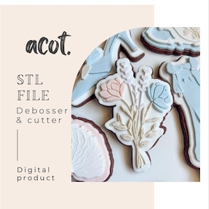 Floral bunch cookie stamp & cutter STL file