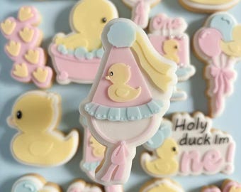 Duck party hat cookie stamp and cutter