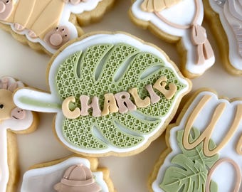Rattan monstera leaf cookie stamp and cutter