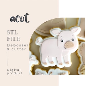 Pig cookie stamp and cutter STL file