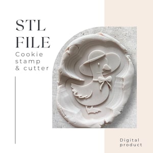 Ducky with hat cookie stamp and cutter STL file