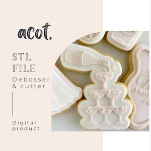 Champagne tower cookie stamp and cutter STL file