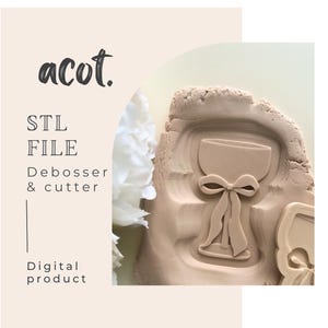 Cocktail glass with bow debosser and cutter STL file