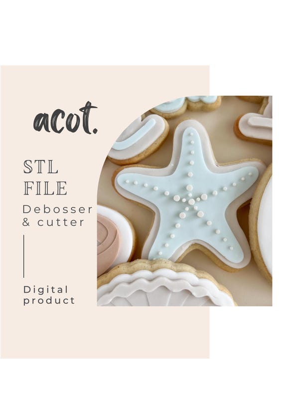 Starfish cookie stamp & cutter STL file