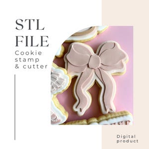Bow V2 cookie stamp and cutter STL file
