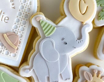 Elephant with balloon cookie stamp and cutter