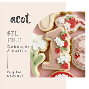 Berry number 1 cookie stamp and cutter STL file