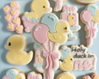 Rubber duck balloons cookie stamp and cutter