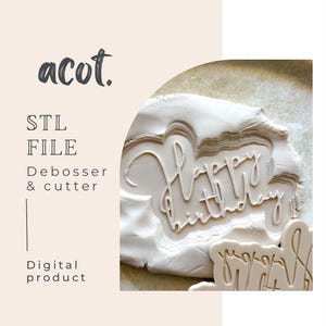Happy birthday cookie stamp and cutter STL file