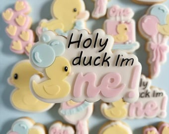 Holy duck I'm ONE cookie stamp and cutter