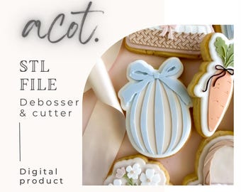 Gestreiftes Ei mit Bogenstanzer und Ausstecher STL Datei