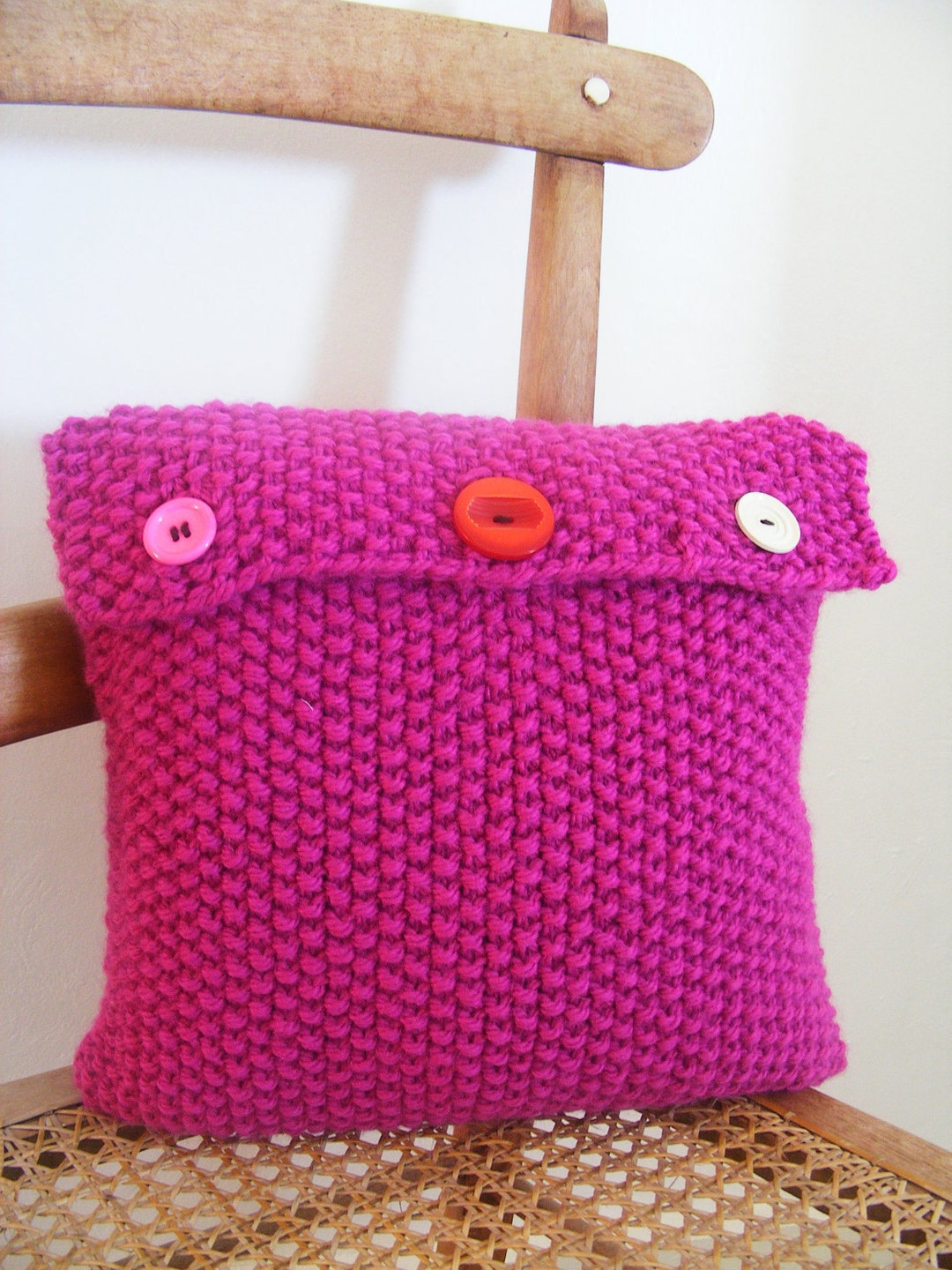 Hand Knitted Cushion Cover With Cushion Inner 10X10. Etsy