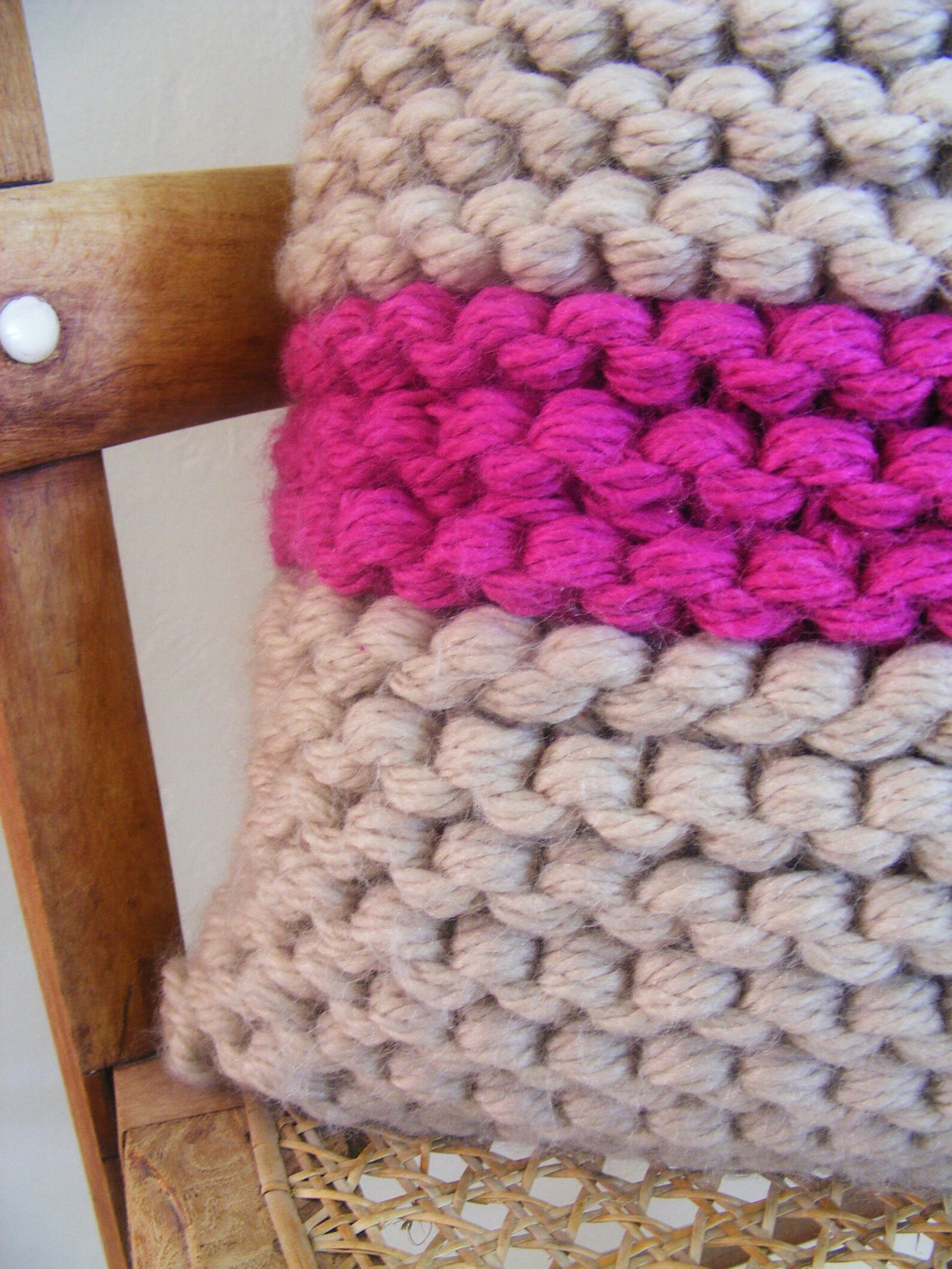 Hand Knitted Cushion Cover With Cushion Inner 50x50cm Etsy