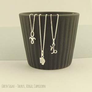 Sterling Silver Zodiac Necklace Kit - Earth Signs-Taurus-Virgo-Capricorn-birthday gift-star sign-astro symbol-astrology gift-jewelry making